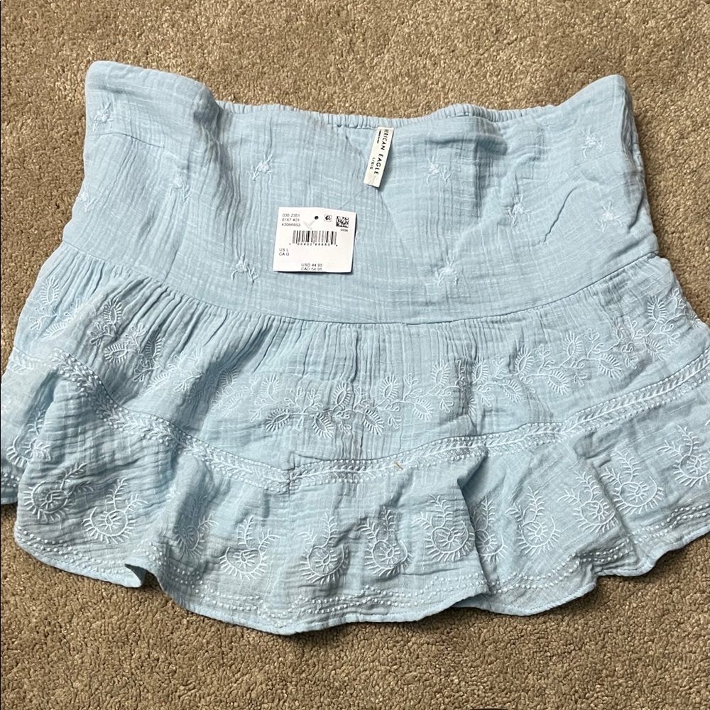 Light Blue Embroidered Women's Tube Top